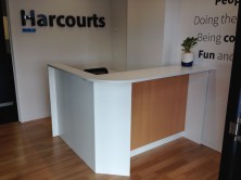 Axis 18 Custom Joinery Reception Desk. 45 Degree Angles With Set Back Modesty Panel